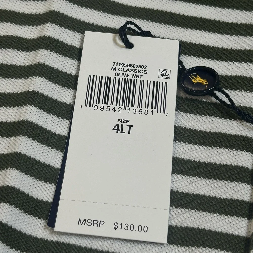 Polo Ralph Lauren Polo Shirt Mens 4XLT Green White Striped Classic Fit NWT